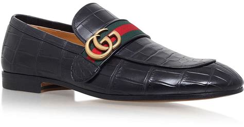 leather gucci croc with fur|Gucci loafers for sale.